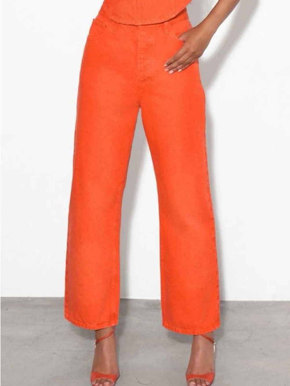 Mara Hoffman NWT Georgina High Rise Straight Leg Jeans Poppy Red Size 4
